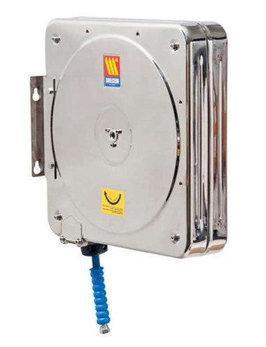 Enrollador cerrado Inox para aire-agua caliente 150ºC con manguera 1SC 200Bar MECLUBE CFX-500