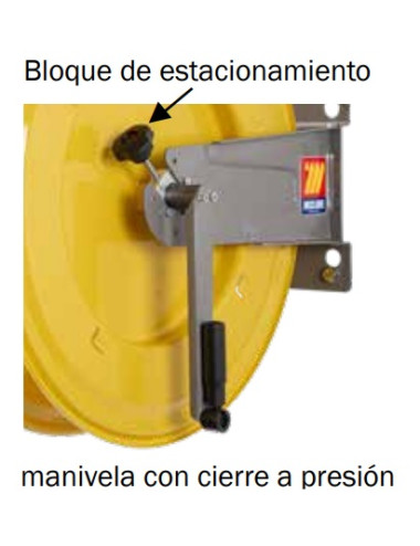 Enrollador de manguera manual hasta 25 mts para lubricantes y aceites 88-180Bar MECLUBE FM-400/460/550