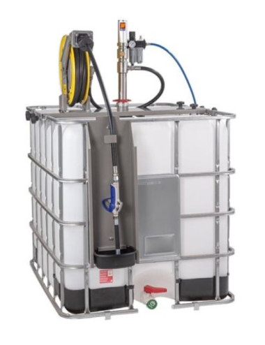 Kit de suministro neumático con enrollador para refrigerante para contenedor IBC 1.000L MECLUBE
